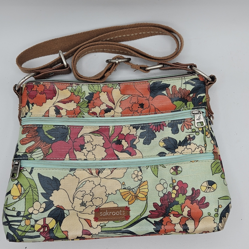 Sakroots Floral Crossbody Purse Approx 12.5H By 9.5W